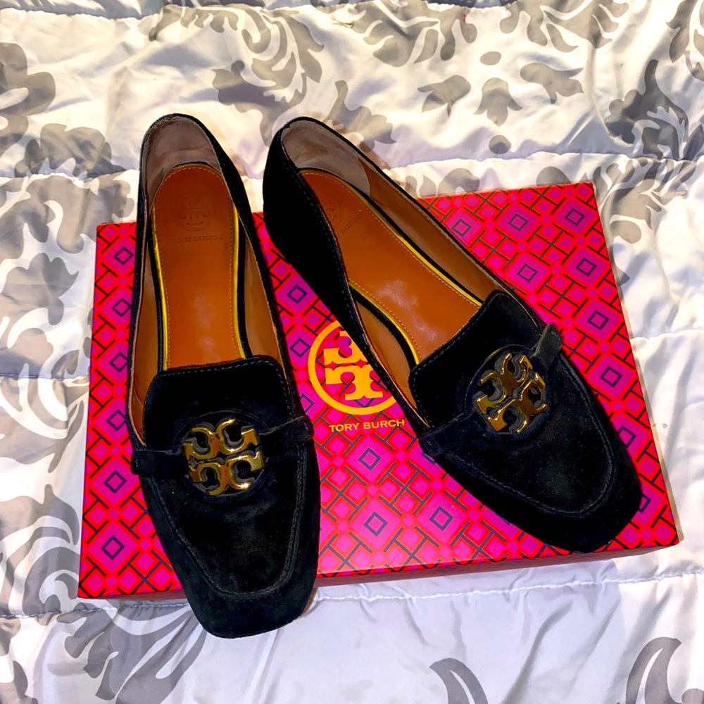Tory Burch Metal Miller Black Suede Loafer